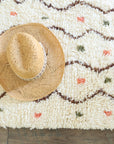 Confetti Shag Rug - Sustainable, Handwoven Moroccan Rug in Sage Greens, Corals, and Brown