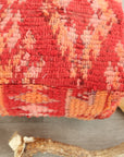 Vintage Red and Orange Moroccan Beni Ourain Pouf
