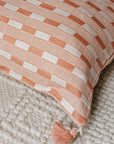 Paloma Pillow - Handwoven Tassel Cushion in Pink & White