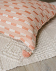 Paloma Pillow - Handwoven Tassel Cushion in Pink & White