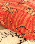 Vintage Red Moroccan Beni Ourain Pouf, the ZAHRA