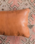 Leather Lumbar Pillow in Tobacco