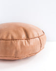 Round Leather Lumbar Pillow in Sand