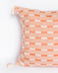 Paloma Pillow - Handwoven Tassel Cushion in Pink & White