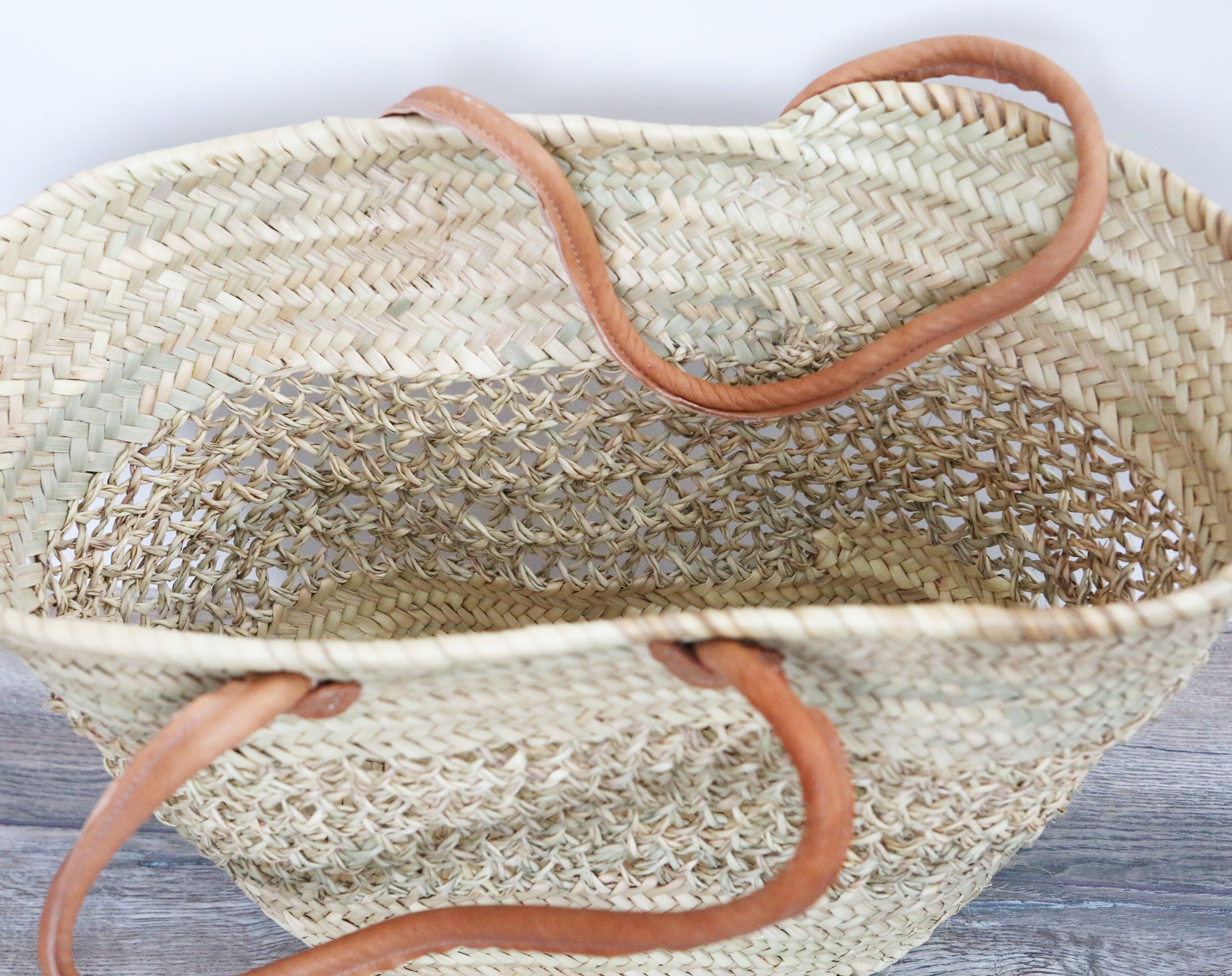 Wide Lace Straw Bag