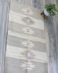 Grey and Peach Diamond Kilim Runner