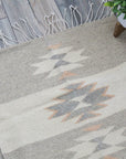 Grey and Peach Diamond Kilim Runner