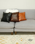 Black Leather Square Pillow