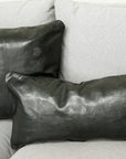 Black Leather Lumbar Pillow