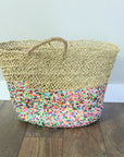 Sequin Straw Basket