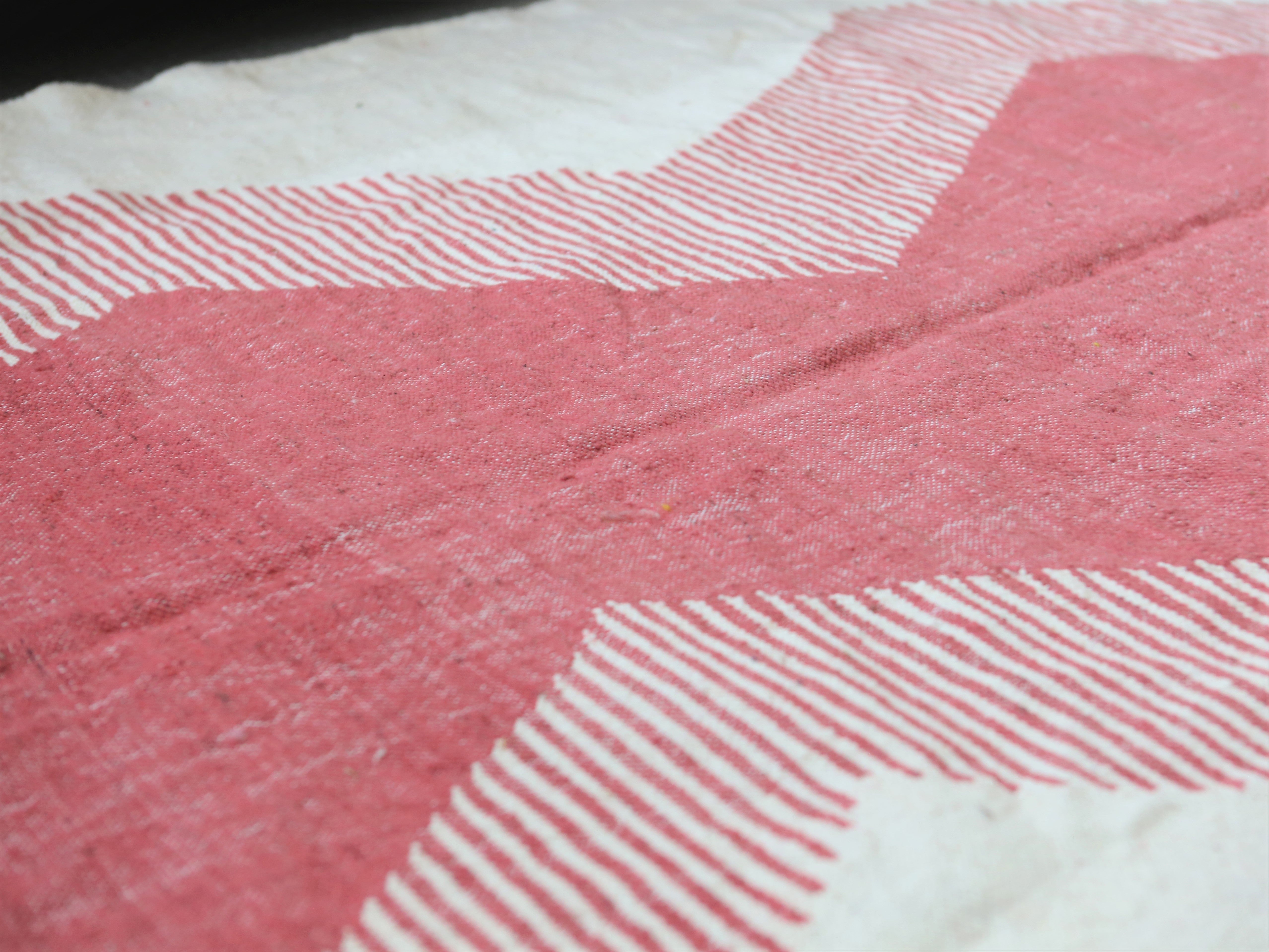 Cream and Pink ZigZag Kilim - the Kirsten