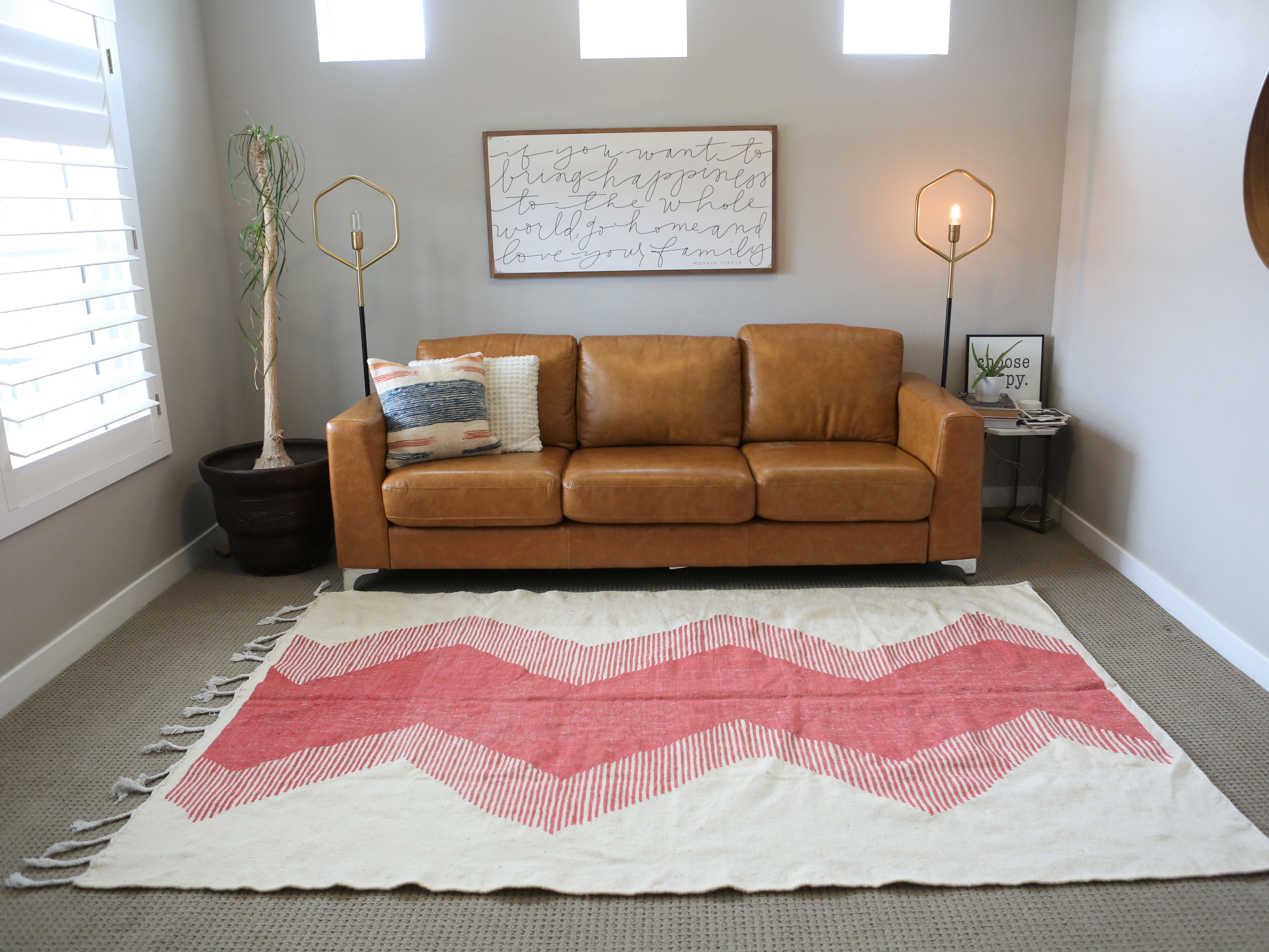 Cream and Pink ZigZag Kilim - the Kirsten