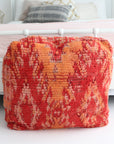 Vintage Red and Orange Moroccan Beni Ourain Pouf