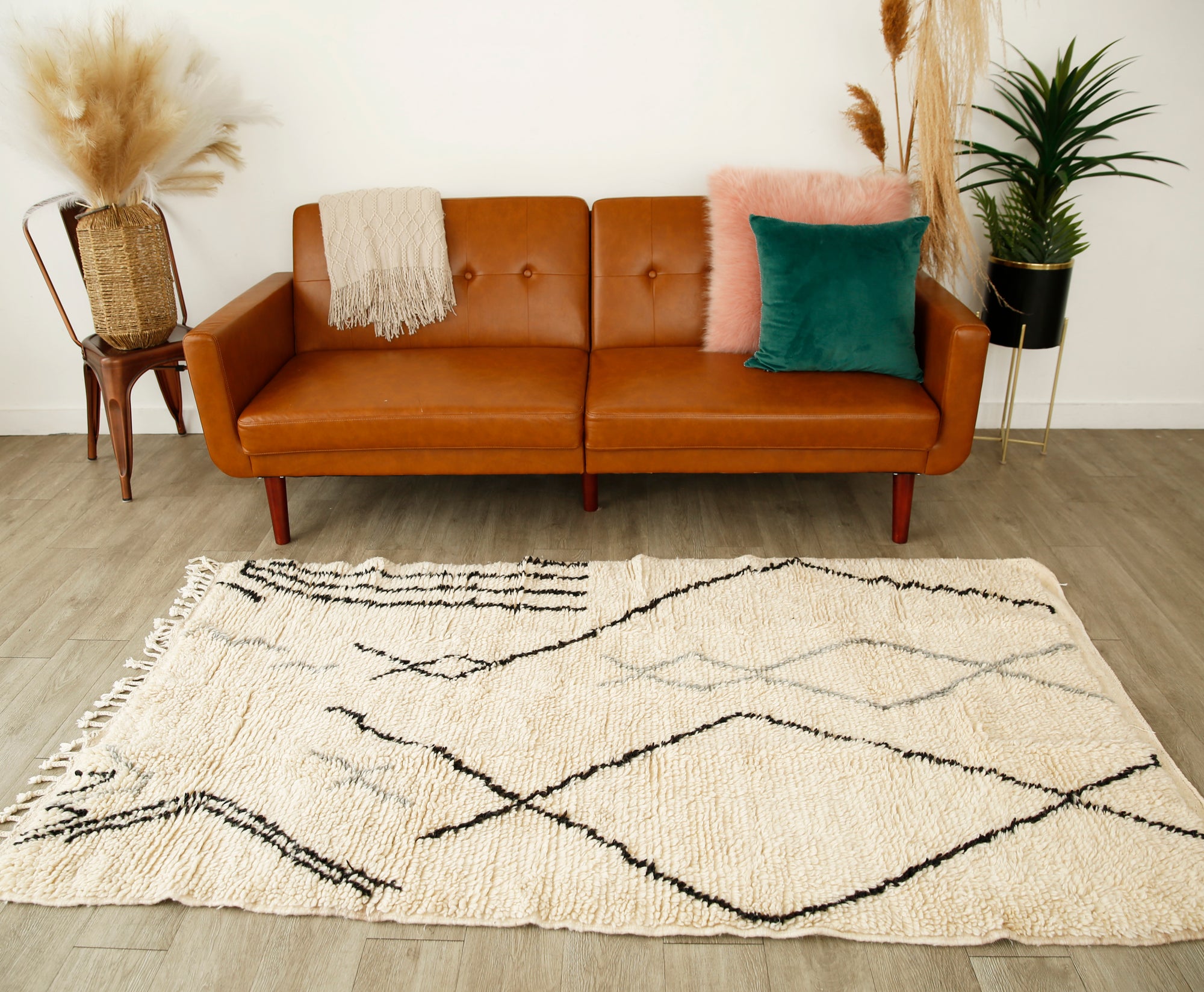 Tribal Black and Grey Cream Rug, the &quot;WALES&quot; - handmade graphic wool rug