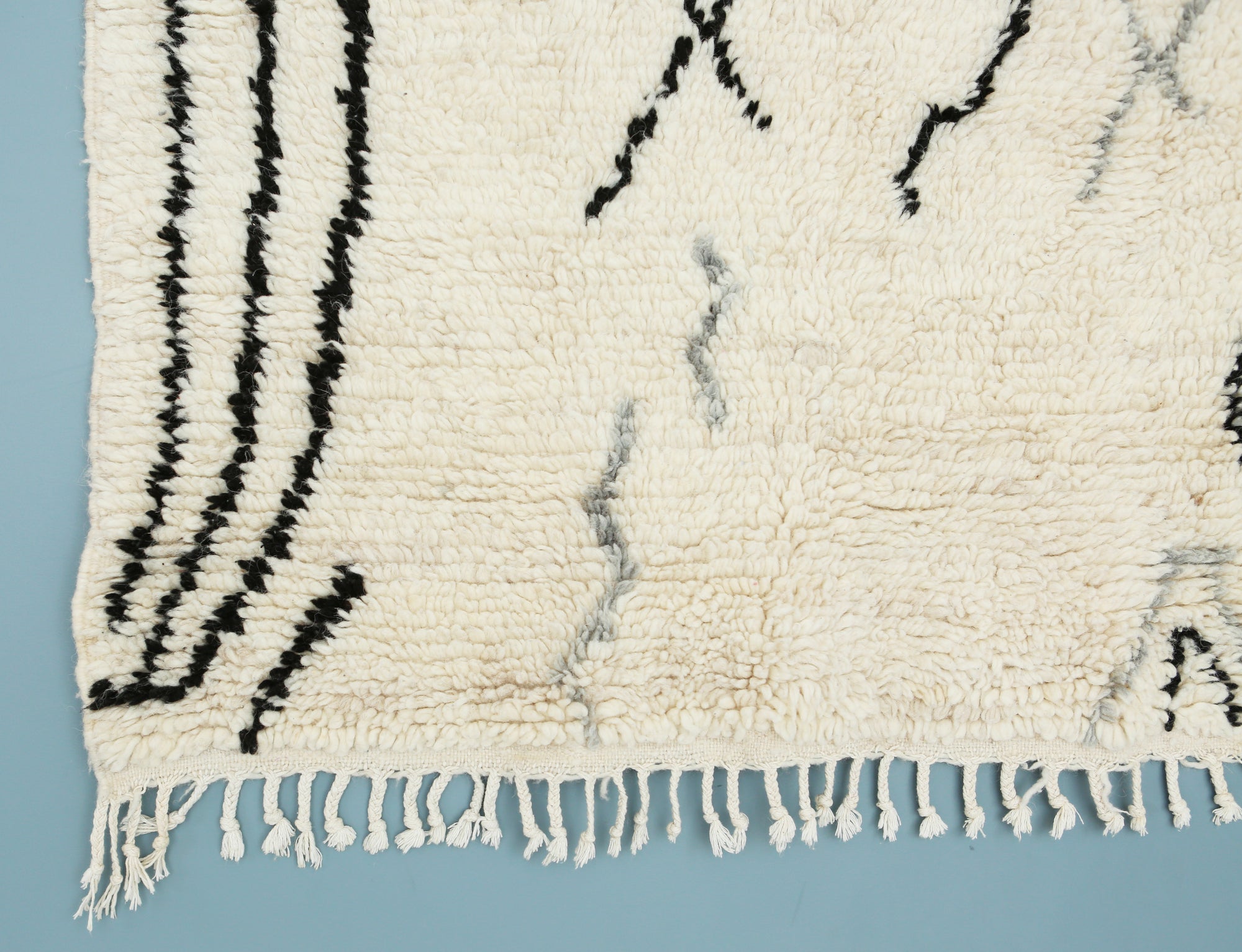 Tribal Black and Grey Cream Rug, the &quot;WALES&quot; - handmade graphic wool rug