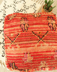 Vintage Red Moroccan Beni Ourain Pouf, the ZAHRA