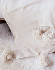 Cream Wool Pom Pom Blanket