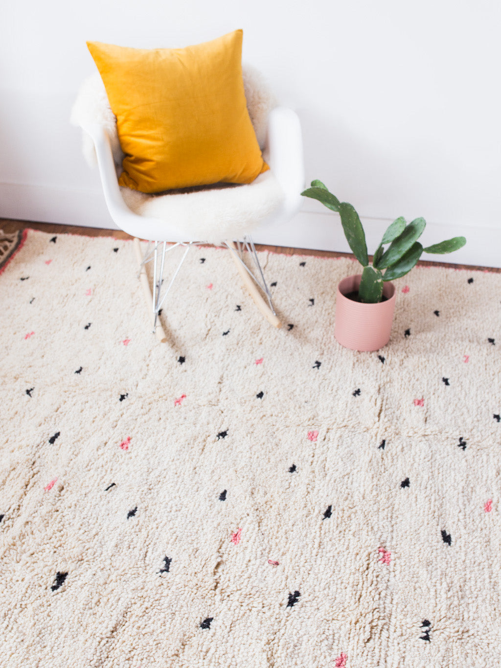 nursery rug cream wool rug modern rug minimalist rug kids room decor kids rug small dots shag rug handwoven morrocon rug