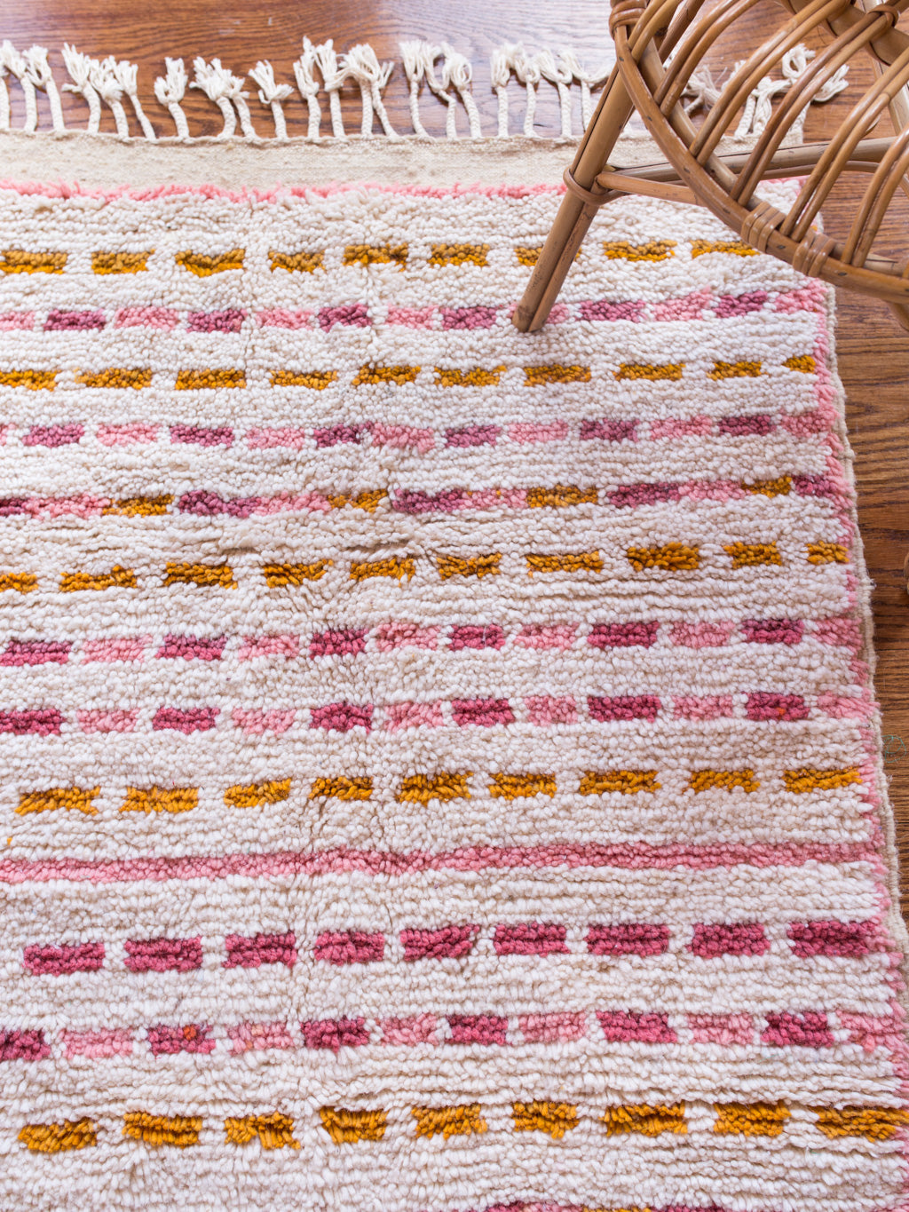 Colorful Pink Striped Shag Rug