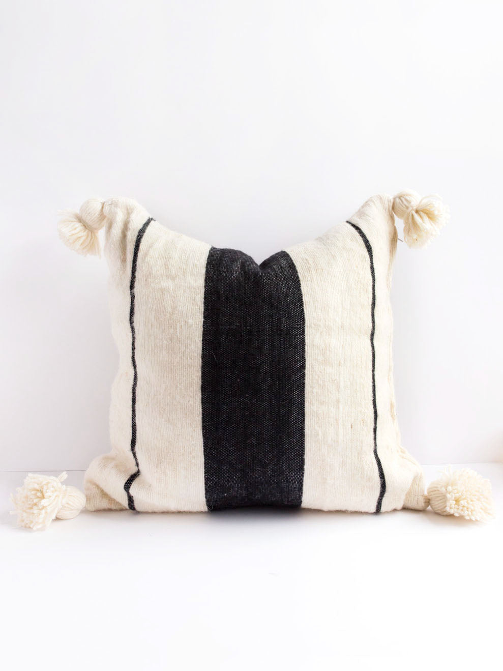 black and white wool pillow, boho pillow bohemian decoration boho interieur design cream pillow square pillow morrocon pillow handmade pillow