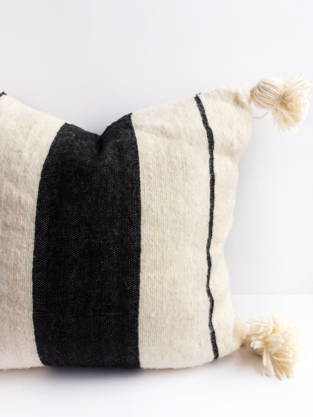 black and white wool pillow, boho pillow bohemian decoration boho interieur design cream pillow square pillow morrocon pillow handmade pillow