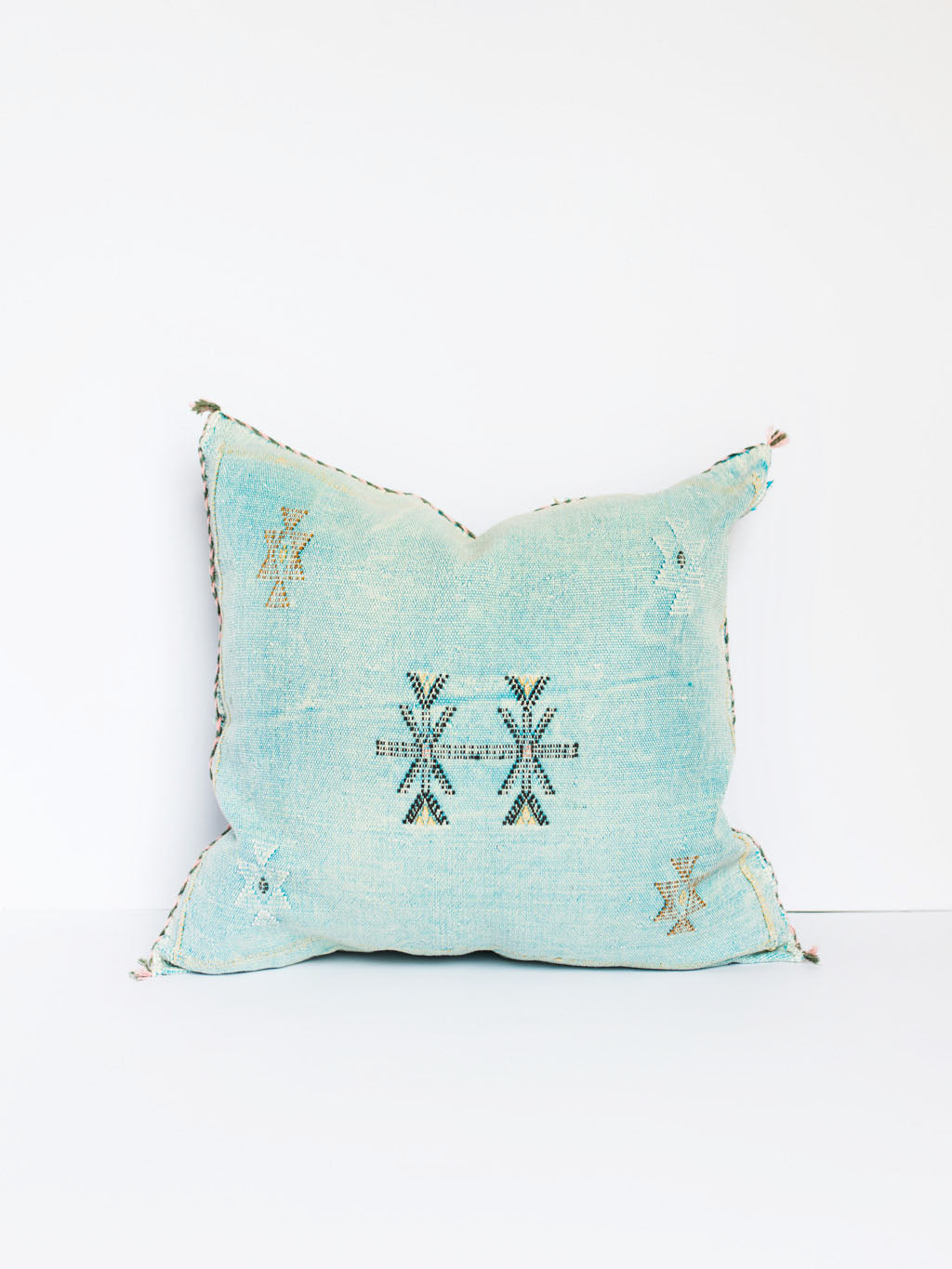 Turquoise Cactus Silk Pillow