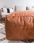 Large Leather Ottoman in Tan