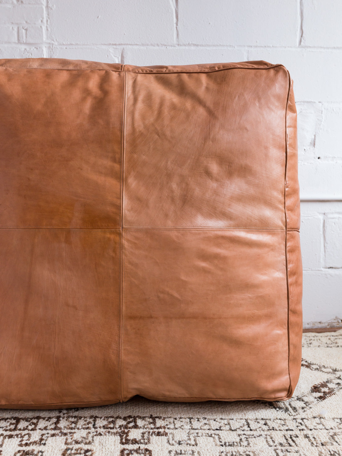 Large Leather Ottoman in Tan