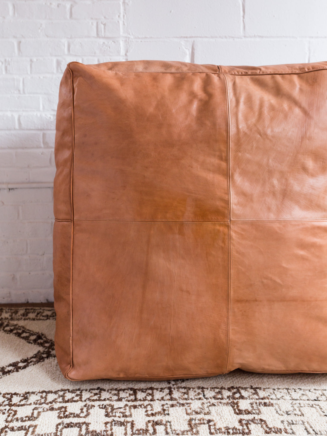 Large Leather Ottoman in Tan