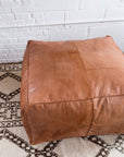 Large Leather Ottoman in Tan