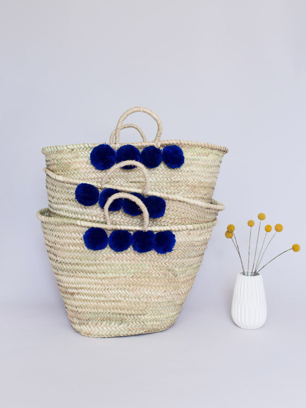 Bright Navy Pom Pom Bag