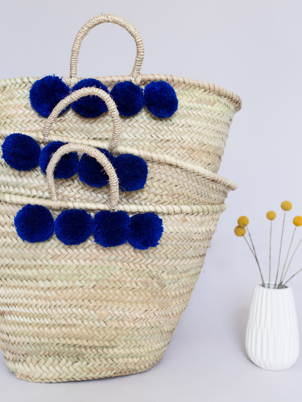 Bright Navy Pom Pom Bag