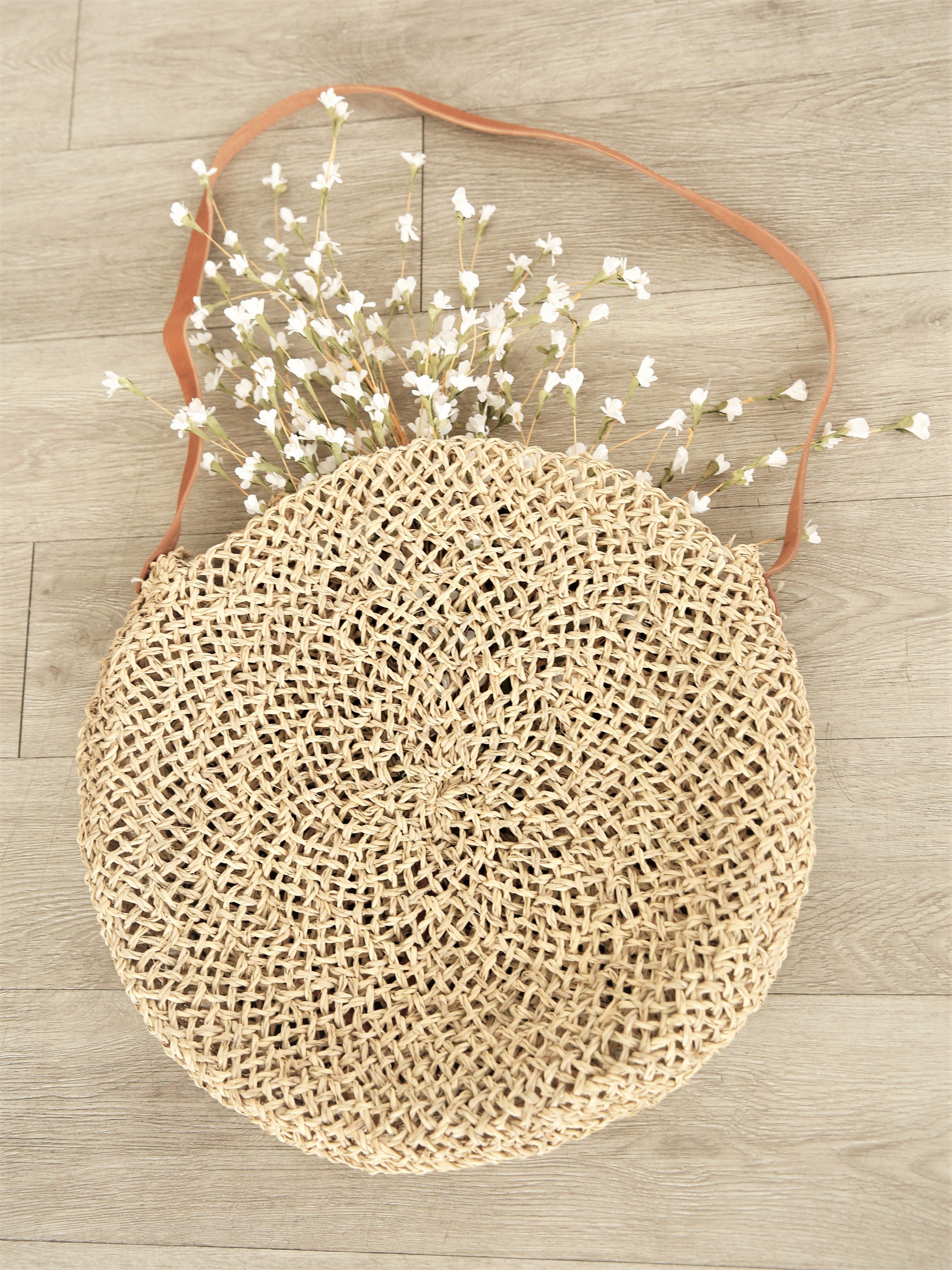 The Iona  //  Round Lace Straw Bag