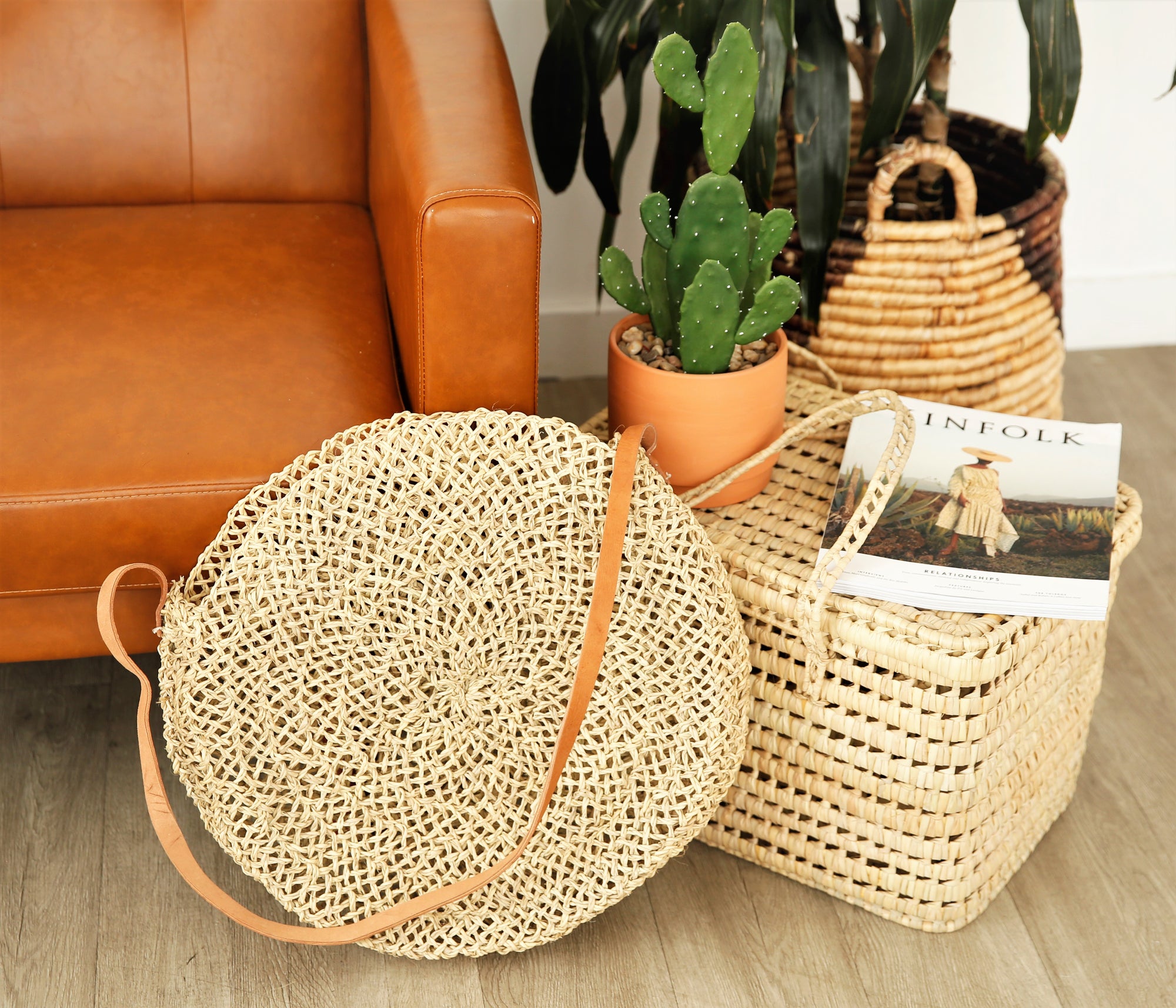The Iona  //  Round Lace Straw Bag