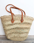 Large Lace Straw Market Basket