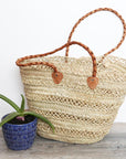 Large Lace Straw Market Basket