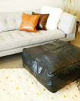 Black Oversized Moroccan Leather Pouf