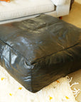 Black Oversized Moroccan Leather Pouf