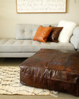 Dark Brown Oversized  Moroccan Leather Pouf