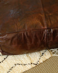 Dark Brown Oversized  Moroccan Leather Pouf