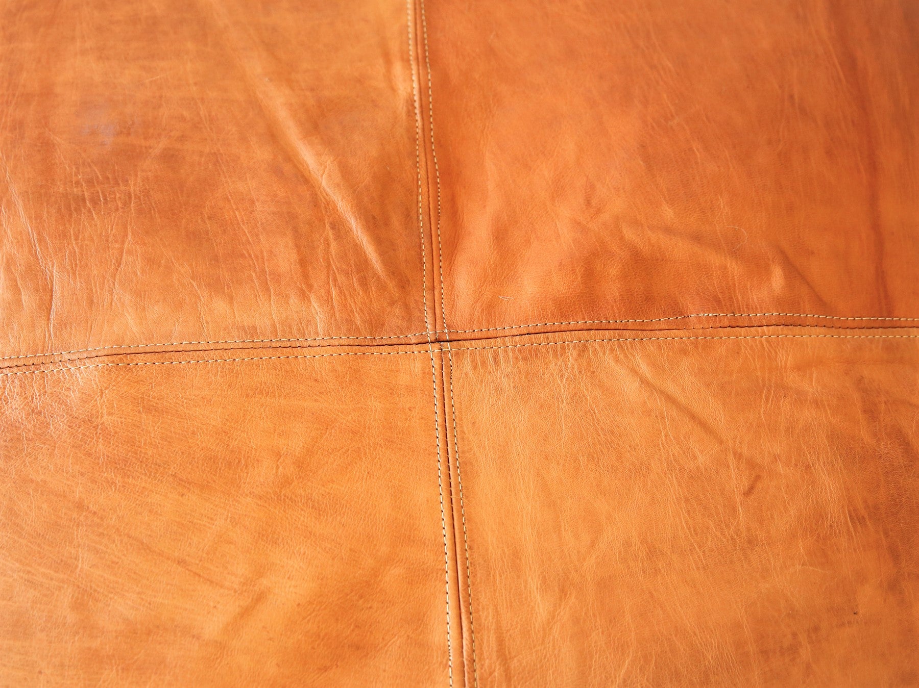 Cognac Oversized Moroccan Leather Pouf