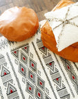 cream wool rug black and white rug runner hand-knotted geometric rug kilim algerian rug minimalist rug red dots flatweave
