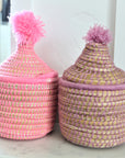 Pink and Purple Berber Basket with Lid