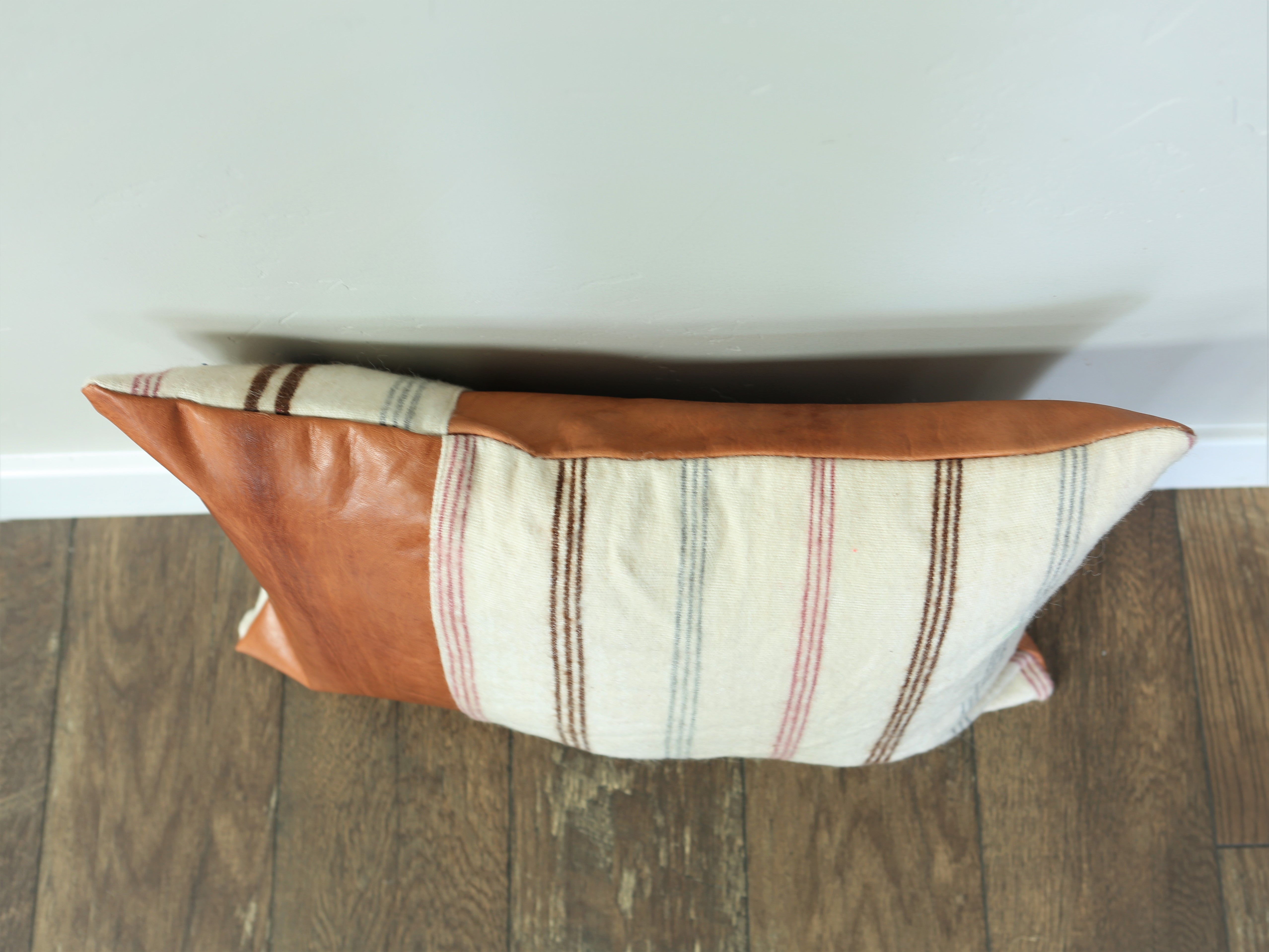 Geniune Leather and Wool Lumbar Pillow