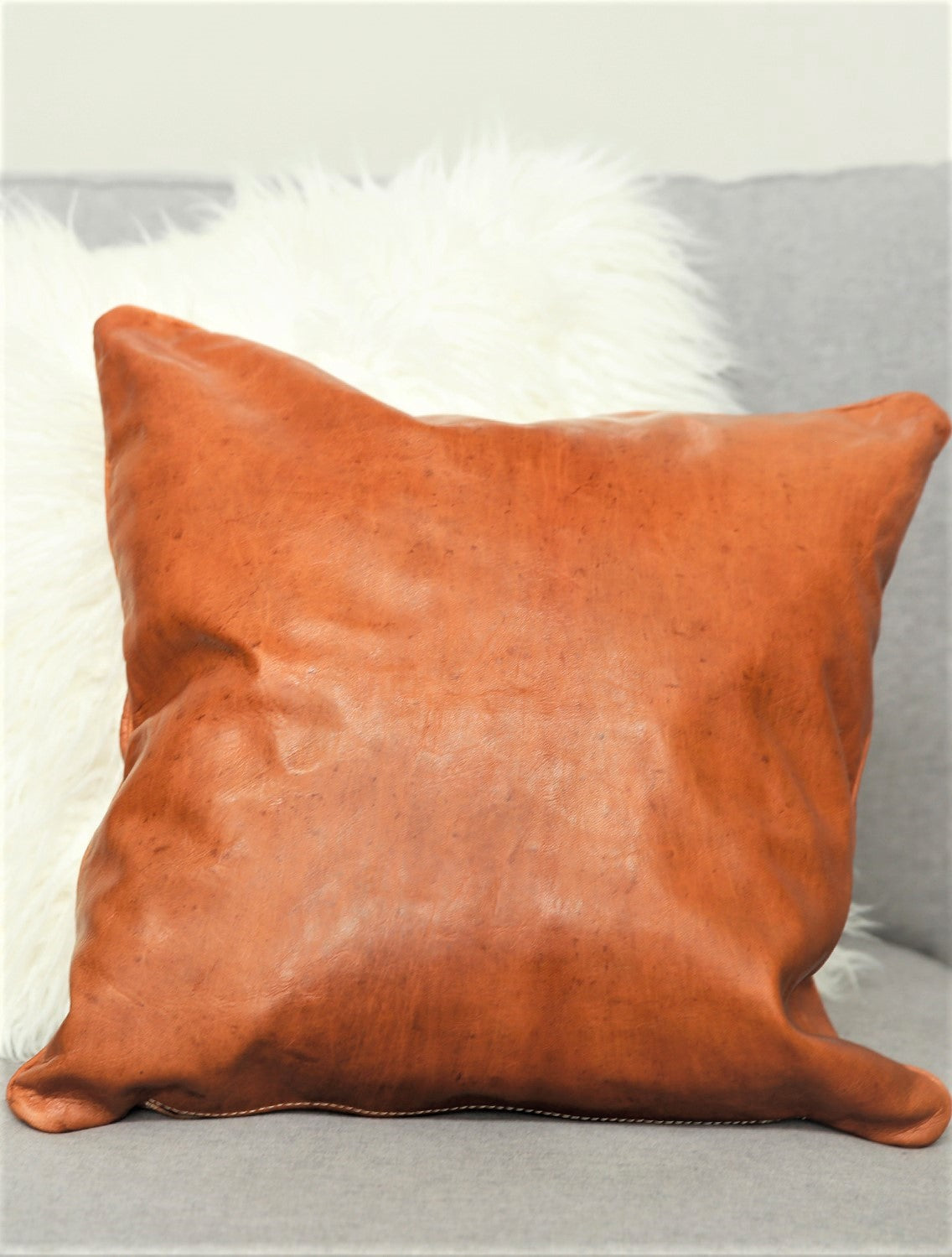 Tobacco Leather Square Pillow