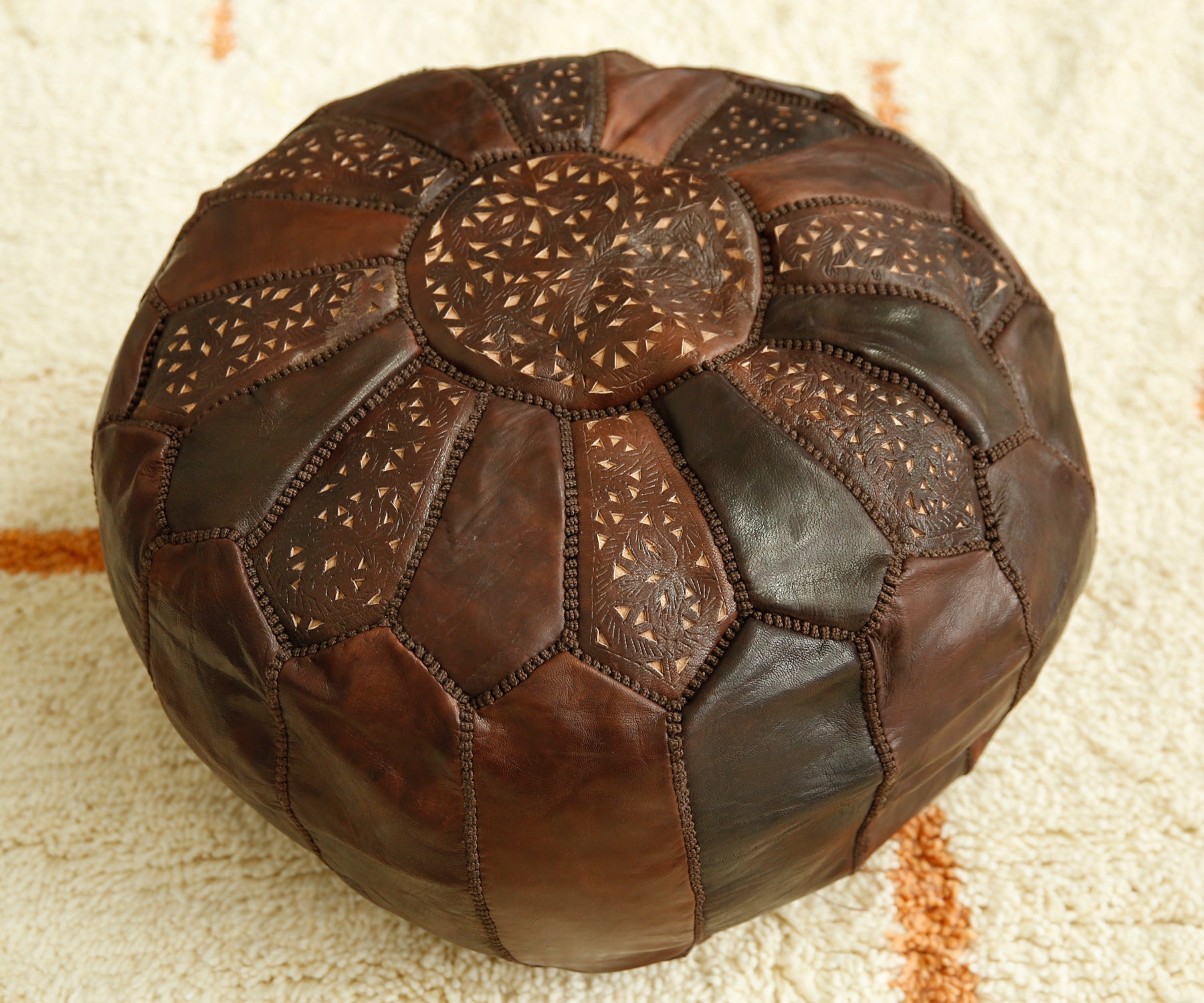 Dark Brown Round Footstool