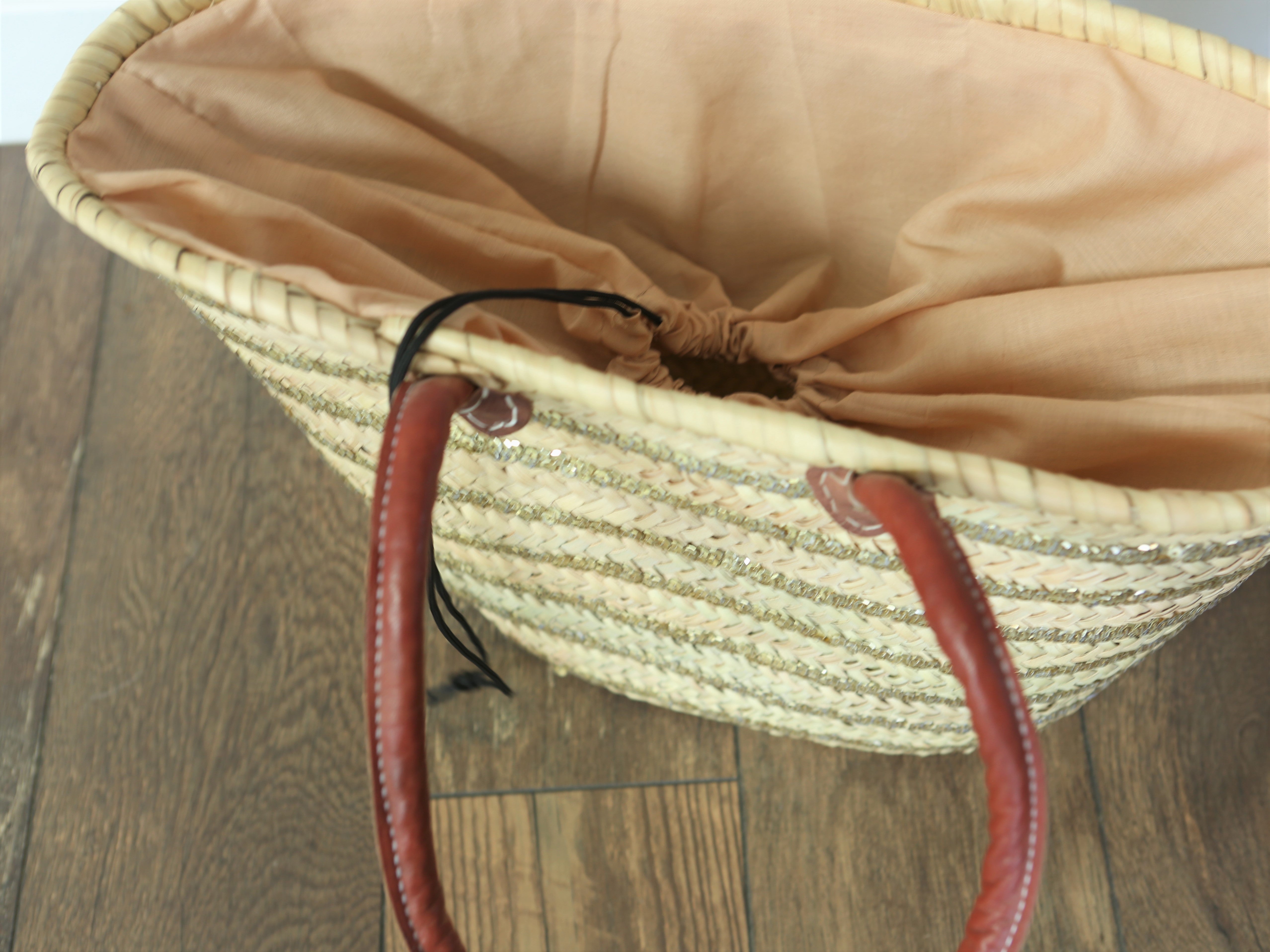 Large Sequin Straw Basket