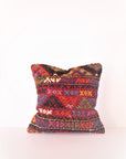 Kilim pillow; Decorative Turkish pillow; Wool pillow cushion; Bohemian fashion; Authentic hand woven pillow made of old Turkish rug; Killim cushion; Handmade pillow of vintage kilims; Vintage Anatolian kilim pillow; Wool on the front, cotton on the back pillow; Convenient zipper closure on pillow; Indoor Square cushion case; Fair-trade pillow; Ethically soured; Unique handmade; Hand-knotted