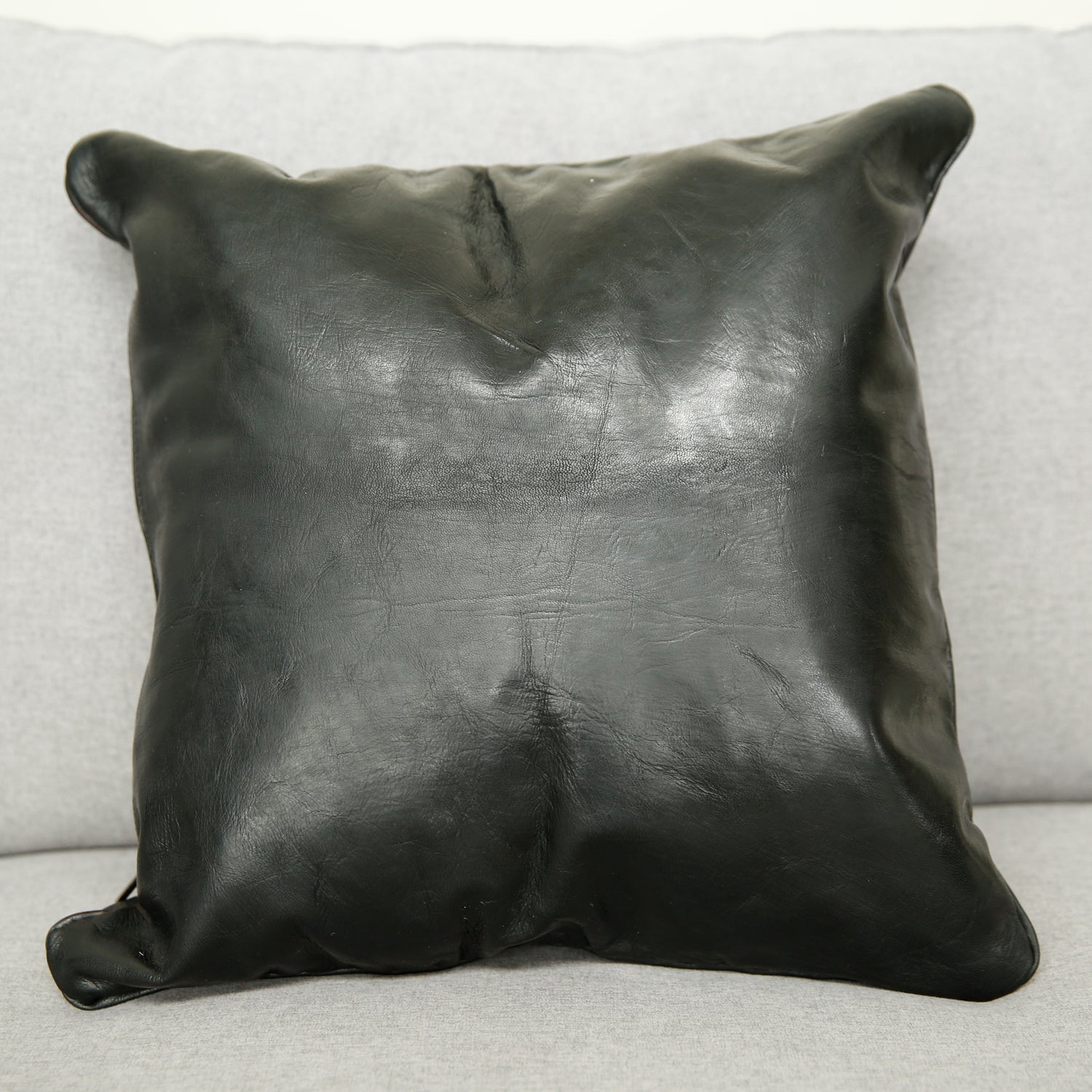 Black Leather Square Pillow