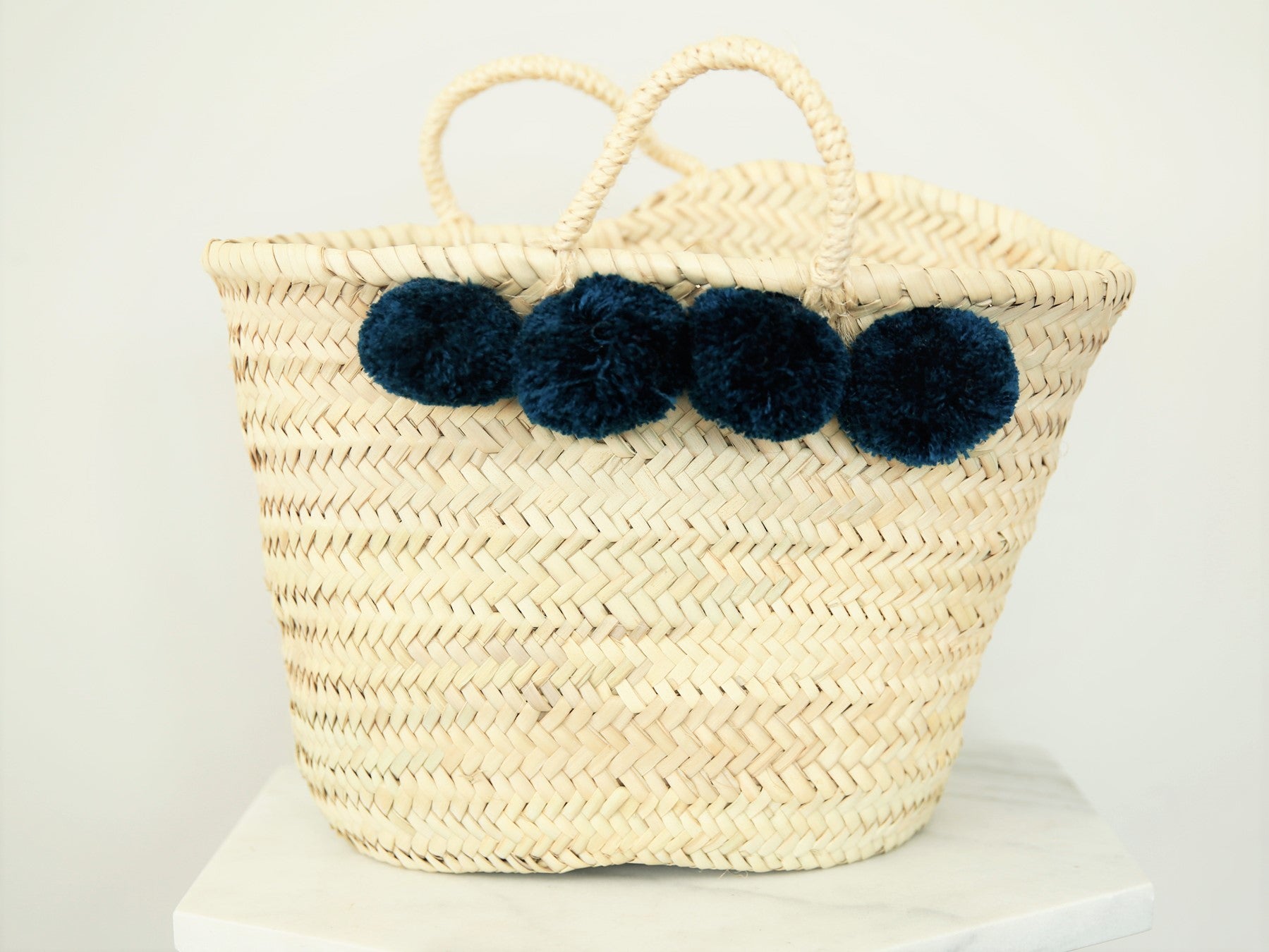 Bright Navy Pom Pom Bag